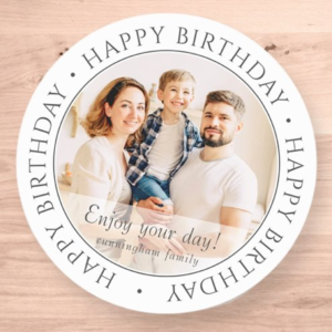 Happy Birthday Classic Simple Custom Photo Round Sticker